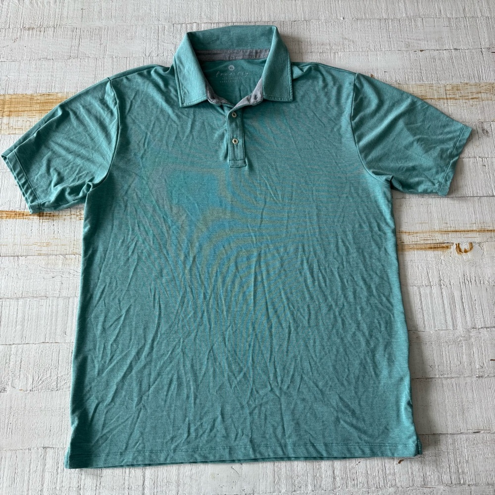Free Fly Flex Polo size XL Performance Bamboo Knit Short Sleeve Blue‎ Green